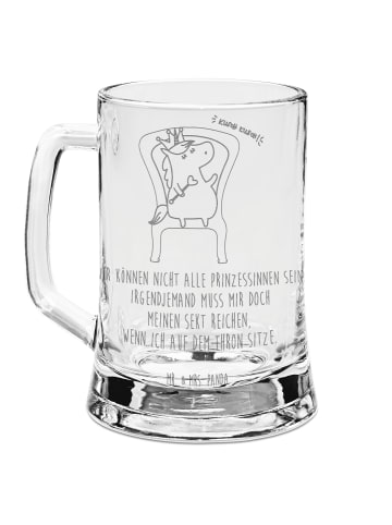 Mr. & Mrs. Panda Gravur Bierkrug Einhorn König mit Spruch in Transparent