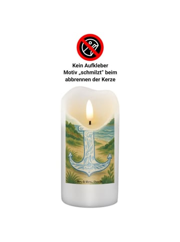 Mr. & Mrs. Panda Stumpenkerze Anker Blau Design ohne Spruch in Weiß