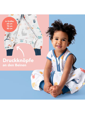 Schlummersack Musselin Schlafsack mit Füßen, 0.5 TOG in Hellblau