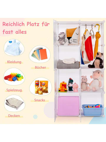 COSTWAY Kleiderschrank Kinder in Weiß