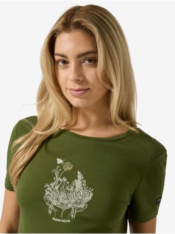 super.natural Merino T-Shirt FLOWERHANDS in grün