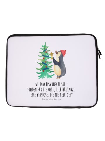 Mr. & Mrs. Panda Notebook Tasche Pinguin Weihnachtsbaum mit Spruch in Weiß