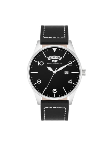 Rhodenwald & Söhne Quarzuhr Vintage Echtleder in schwarz
