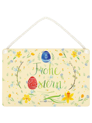Mr. & Mrs. Panda Schild mit Spruch Ostern Frohe Ostern ohne Spruch in Blumig