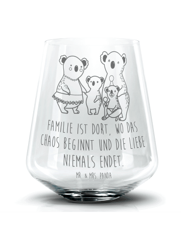 Mr. & Mrs. Panda Blümchentail Glas Koala Familie mit Spruch in Transparent