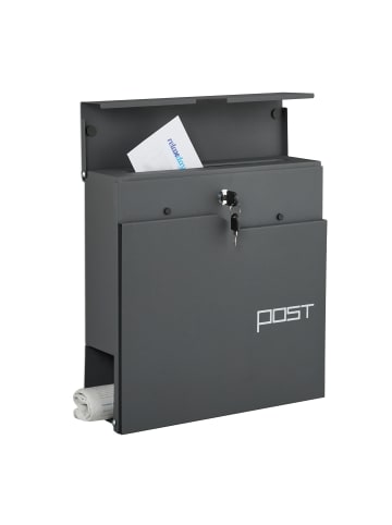relaxdays Briefkasten mit Zeitungsfach in Anthrazit