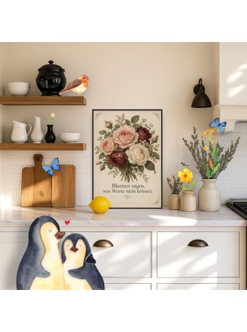 Mr. & Mrs. Panda Print Rosen romantisch Design mit Spruch in Weiß