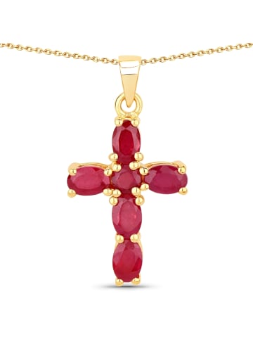 Rafaela Donata Kette Kreuz Sterling Silber Rubin (glasgefüllt) in gelbgold