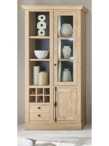 Furn.Design Vitrine Eiche Gold Landhaus 105 x 214 cm, Vitrinenschrank mit Soft-Close