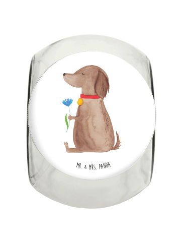 Mr. & Mrs. Panda Bonbonglas Hund Blume ohne Spruch in Weiß