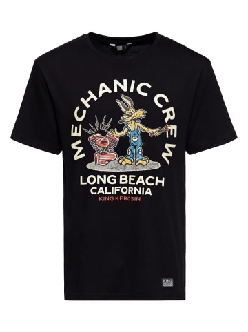 King Kerosin King Kerosin Print T-Shirt Mechanic Crew in schwarz