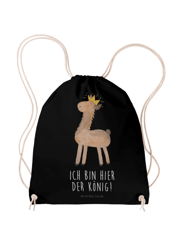Mr. & Mrs. Panda Sportbeutel Lama König mit Spruch in Schwarz