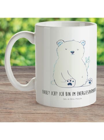 Mr. & Mrs. Panda Camping Tasse Eisbär Faul mit Spruch in Weiß