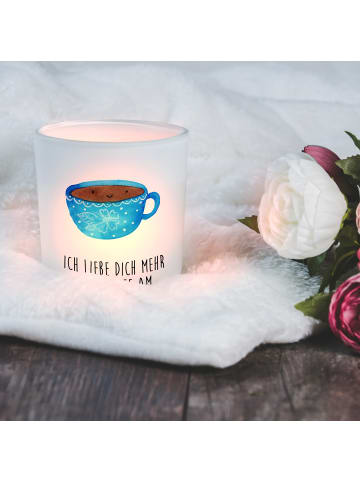 Mr. & Mrs. Panda Glas Windlicht Kaffee Tasse mit Spruch in Transparent