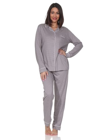 NORMANN Langarm Schlafanzug Pyjama Klassische Optik in Allover1
