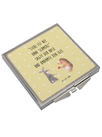 Mr. & Mrs. Panda Taschenspiegel Hase Igel mit Spruch in Gelb Pastell