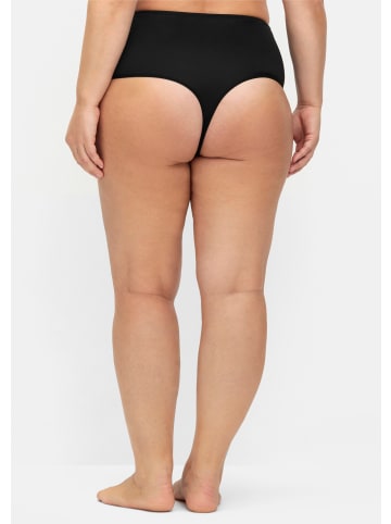 sheego High-Waist-String in schwarz + schwarz