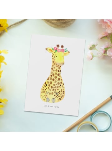 Mr. & Mrs. Panda Grußkarte Giraffe Blumenkranz ohne Spruch in Weiß