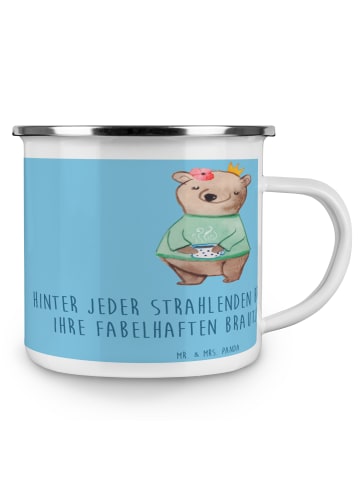 Mr. & Mrs. Panda Camping Emaille Tasse Fabelhafte Brautjungfern ... in Sky Blue