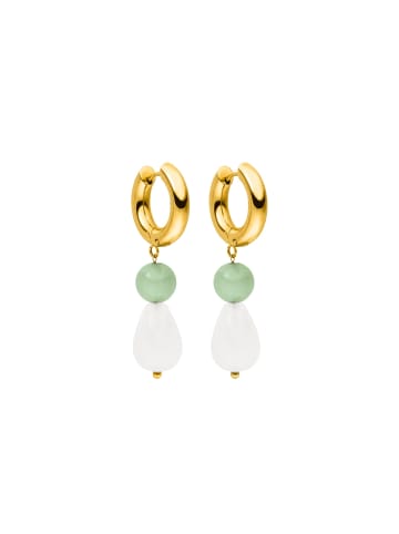PURELEI 100% Edelstahl Clear Quartz Drop in Gold
