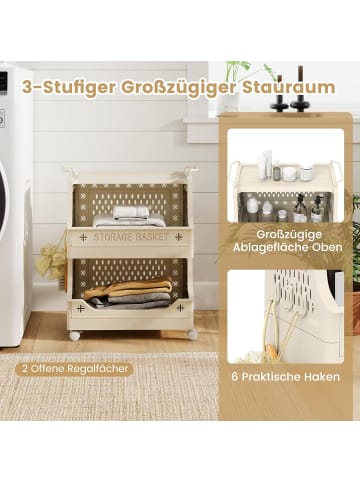 COSTWAY Rollwagen faltbar 44,5 x 29,5 x 52,5 cm in Beige