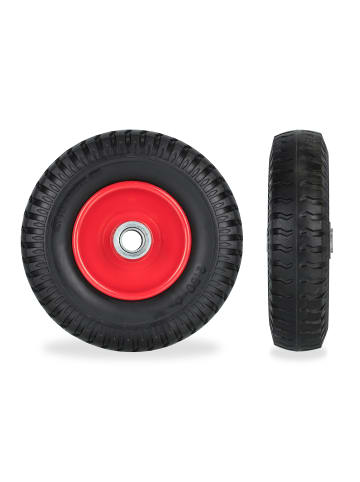 relaxdays 2 x Schubkarrenrad in Schwarz/ Rot - 2.50-4