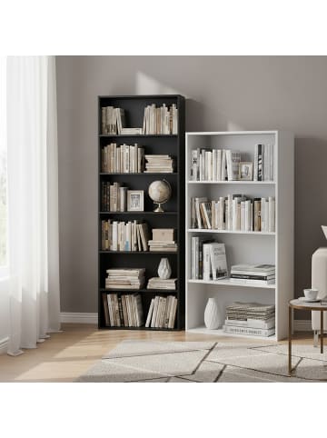 relaxdays Bücherregal in Schwarz - (B)60 x (H)178,5 x (T)24 cm