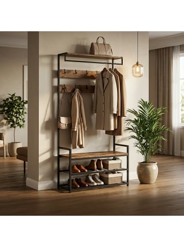 relaxdays Garderobenständer in Braun/ Schwarz - (B)80 x (H)181 x (T)30 cm