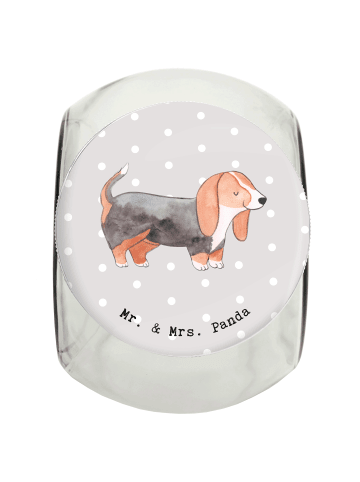 Mr. & Mrs. Panda Leckerli Glas Basset Hound Moment ohne Spruch in Grau Pastell