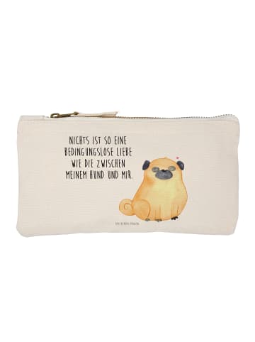 Mr. & Mrs. Panda Kulturtasche Mops mit Spruch in Weiß