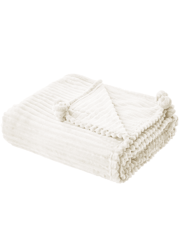 Beliani Kuscheldecke KAWERI in Weiß - (W) 150 x (H) 0.5 x (L) 200 cm