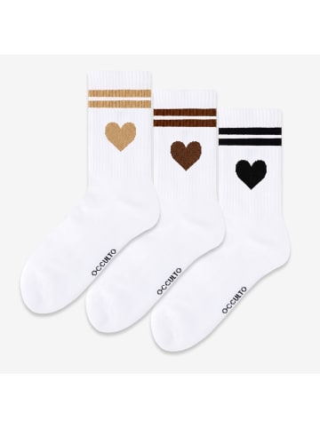 Occulto 3er Pack Herz Tennis Socken Venus in Schwarz-Braun