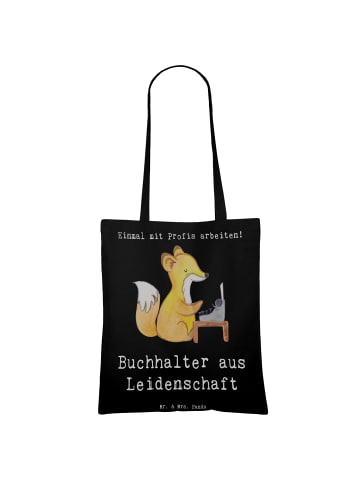 Mr. & Mrs. Panda Schultertasche Buchhalter Leidenschaft mit Spruch in Schwarz