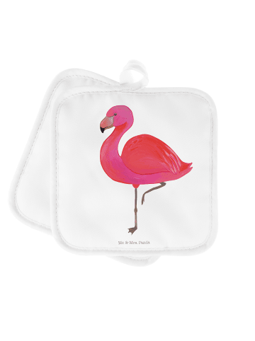 Mr. & Mrs. Panda Ofenhandschuhe Flamingo Classic ohne Spruch in Weiß