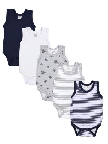 TupTam Baby Jungen Achselbody 5er Pack in grau/weiß