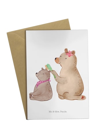 Mr. & Mrs. Panda Glückwunschkarte Bär Kind ohne Spruch in Weiß
