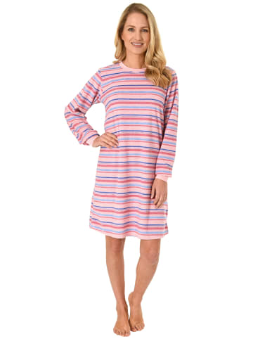 NORMANN Frottee Nachthemd Bündchen Streifen - 49313 in rosa
