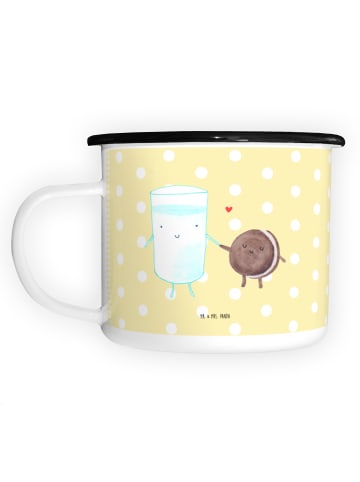 Mr. & Mrs. Panda XL Emaille Tasse Milch Keks ohne Spruch in Gelb Pastell