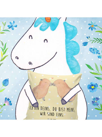 Mr. & Mrs. Panda Kissen 40x40 Capybara Liebe mit Spruch in Gelb Pastell