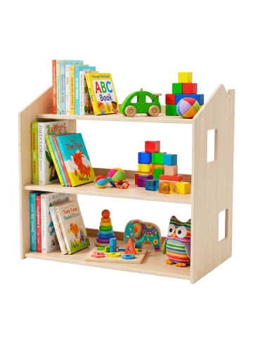 relaxdays Kinderregal in Natur - (B)61 x (H)59 x (T)39 cm