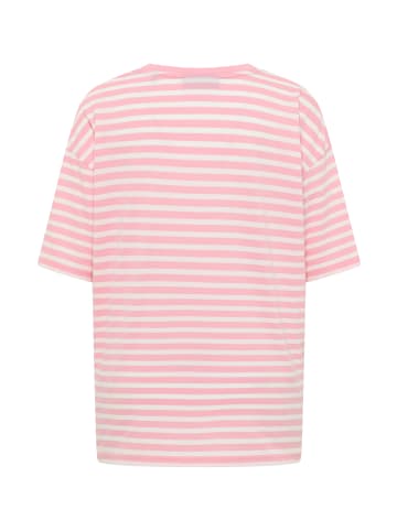 ELBSAND T-Shirt Kia in Shell Pink + Cloud White STRIPE
