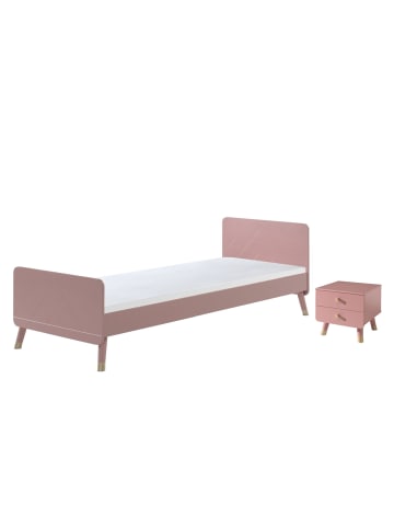 58 aufm Kessel BETT mit Nachtkommode Kamillah aus MDF in Terra Rosa