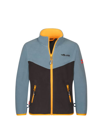 Trollkids Fleecejacke "Oppdal" in Stahlblau/Schwarz/Mango