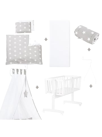 roba Komplettwiegenset Little Stars weiß, Feststellfunktion, inkl. Zubehör