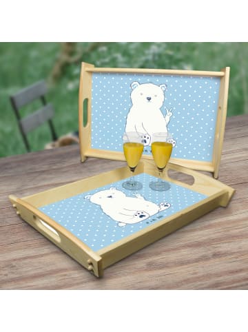 Mr. & Mrs. Panda Bett-Tablett Eisbär Faul ohne Spruch in Blau Pastell