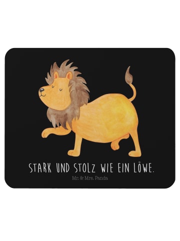 Mr. & Mrs. Panda Mauspad Sternzeichen Löwe mit Spruch in Schwarz