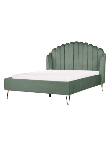 Beliani Doppelbett AMBILLOU in Grün/Gold - (W) 157 x (H) 126 x (L) 214 cm