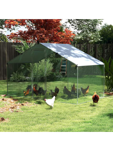 COSTWAY Hühnerstall Winterfest 300x170x190cm in Silber