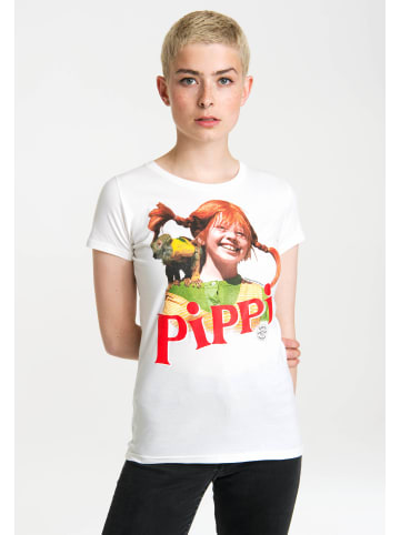 Logoshirt T-Shirt Pippi Langstrumpf Herr Nilsson in altweiss