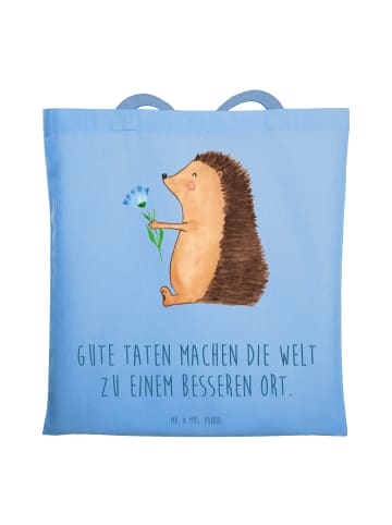 Mr. & Mrs. Panda Tote Bag Freundlichkeiten verbreiten mit Spruch in Sky Blue